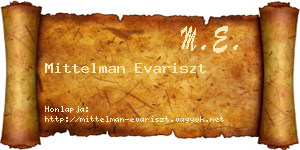 Mittelman Evariszt névjegykártya